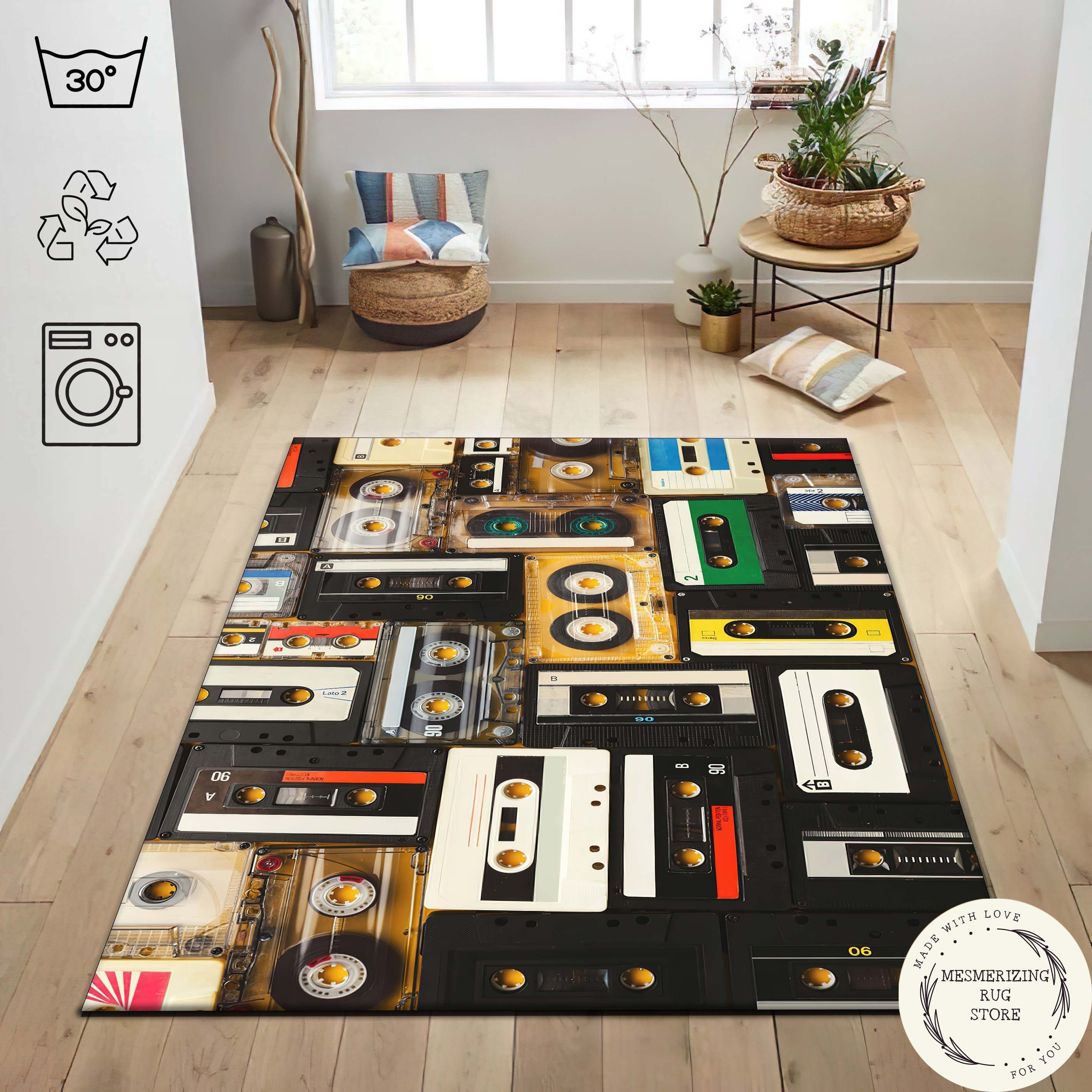 Retro Cassette Tape Rug: 90s Music Room Decor, Mix Tape Doormat - Etsy