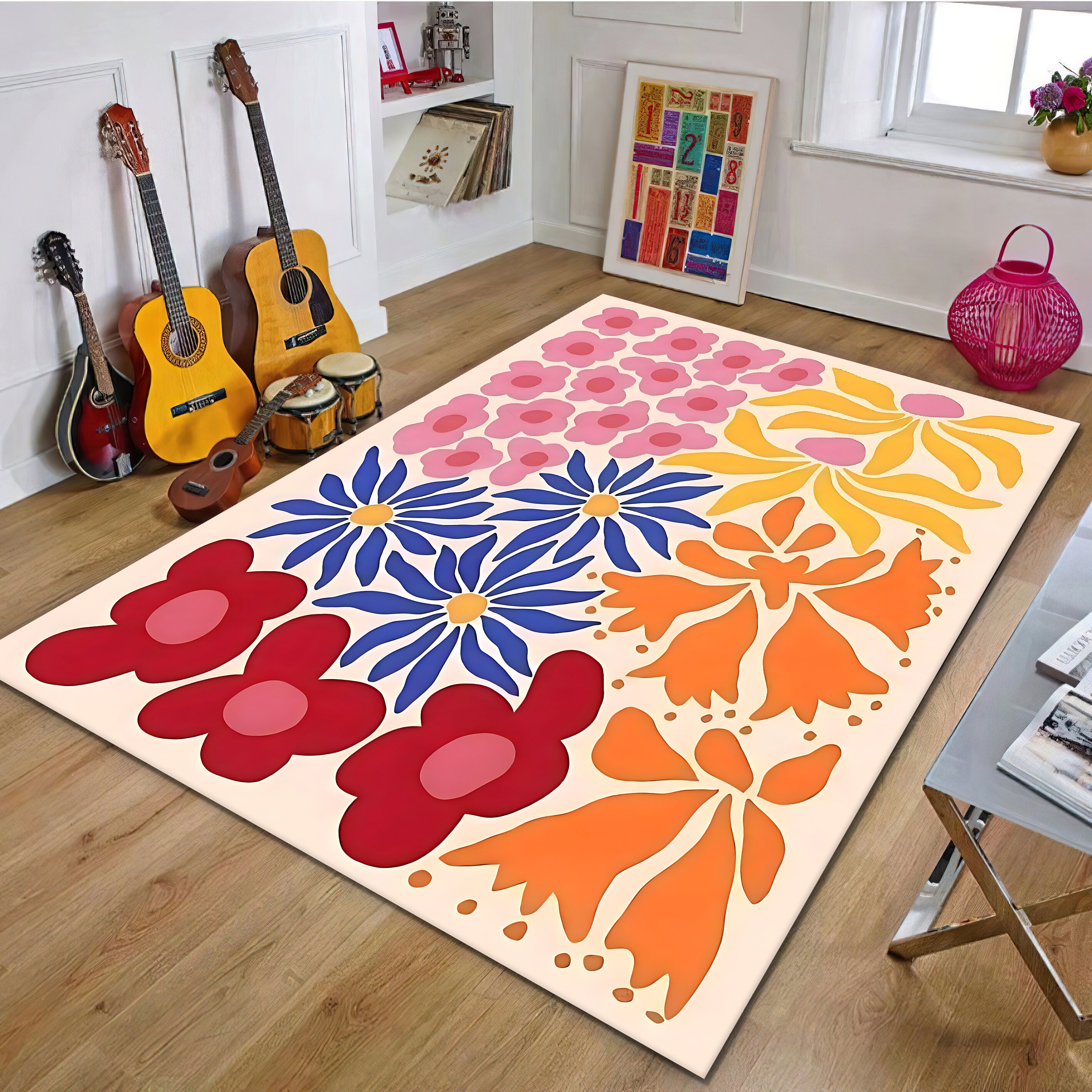 Discover Vintage Rétro Fleur Tapis