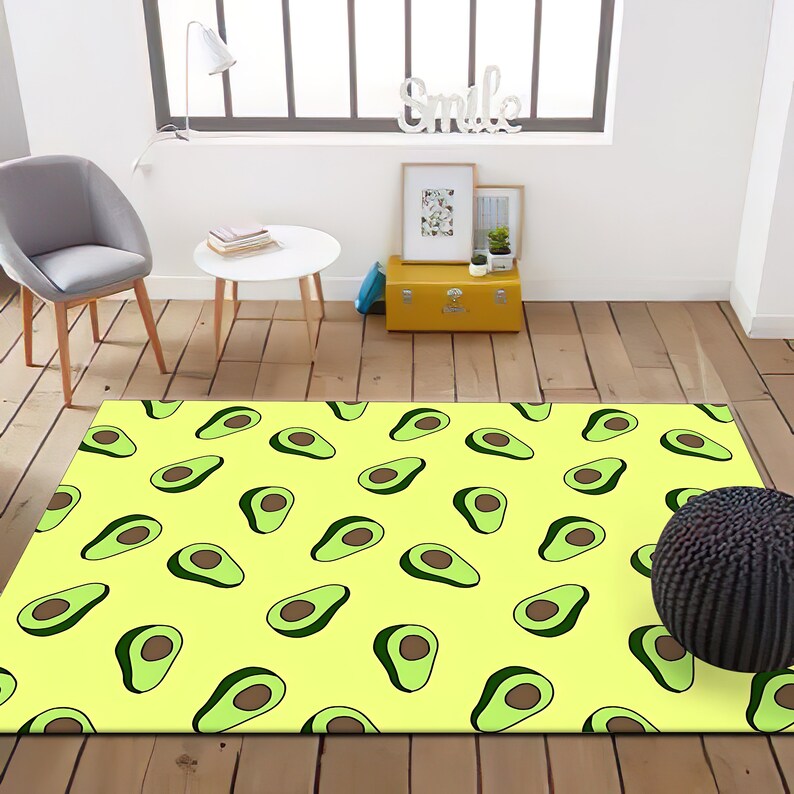 Avocado Pattern Rug, Modern Kitchen Decor, Colorful Floormat - Etsy