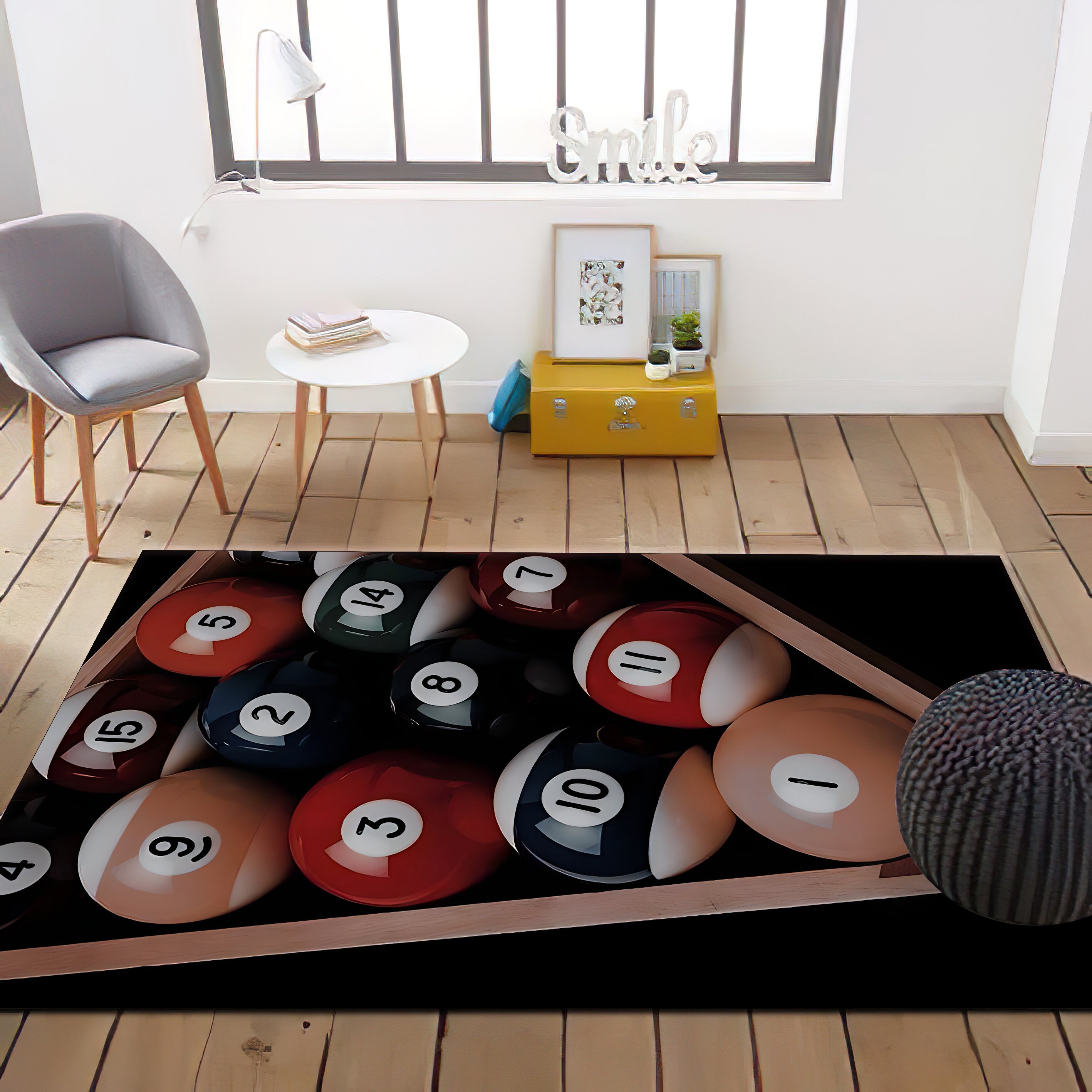 Billiards Ball Rug: Game Room Decor, Pool Table Print, Decorative Floor ...