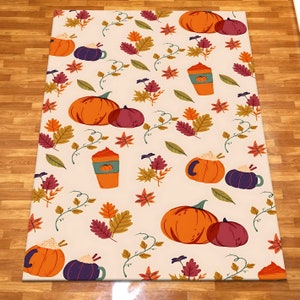 Pumpkin Fall Rug, Autumn Leaves Area Rug, Pumpkin Spice Decor, Cozy Thanksgiving Carpet, Cottagecore Fall Decor, Harvest Season Rug imagen 4