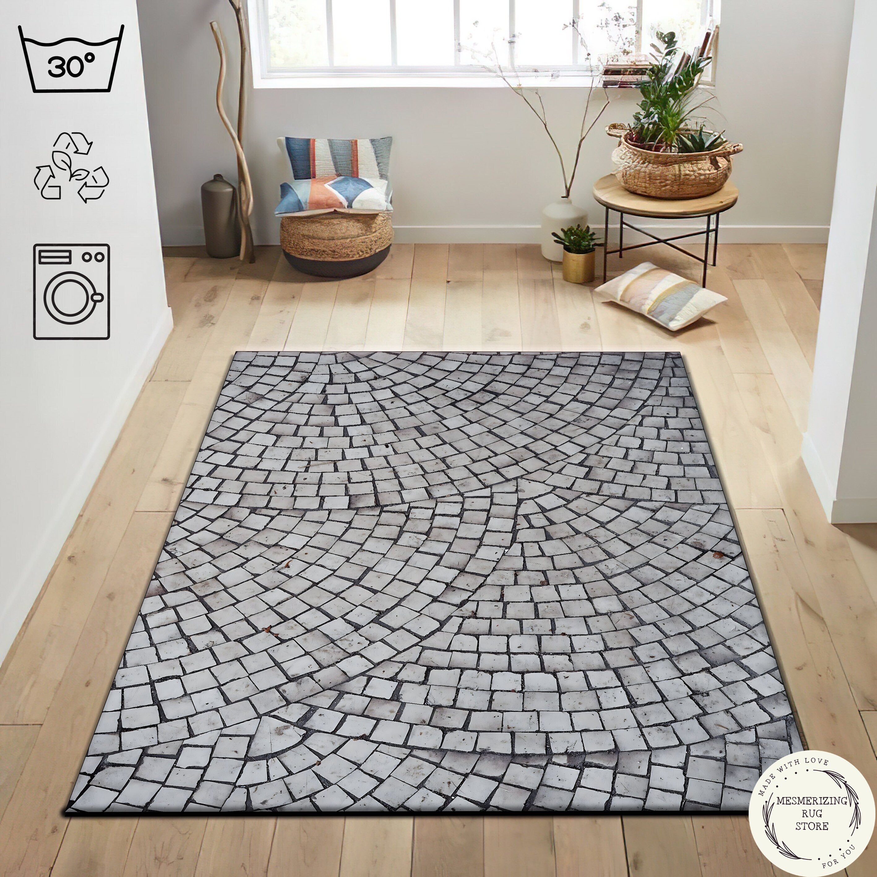 3D Cobblestone Rug: HD Quality Stone Pattern Carpet for Beach House - Etsy