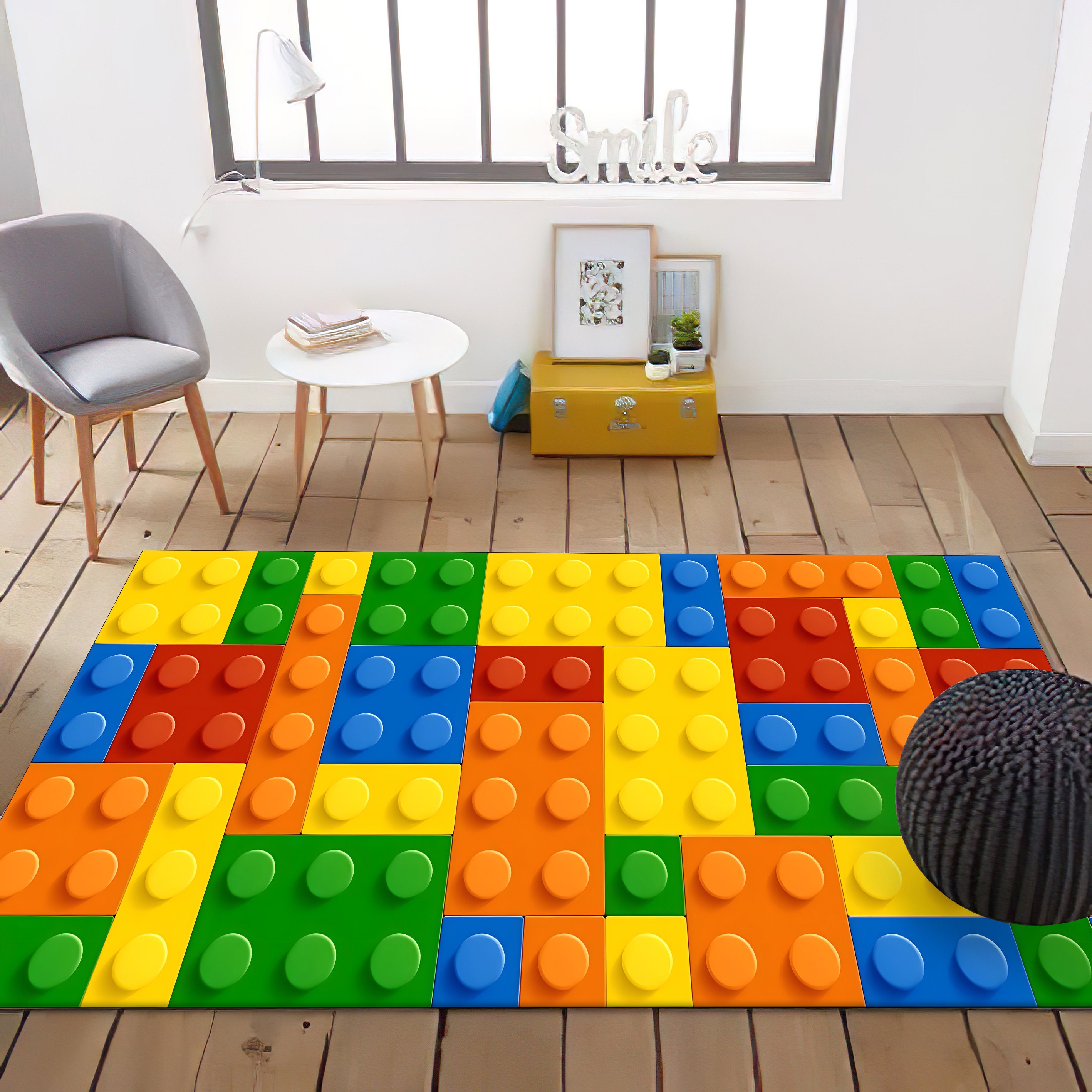 Lego Patterned Rug, Nursery Rug, Kids Room Decor Rug, Playing Room Rug,Gamer  Rug
