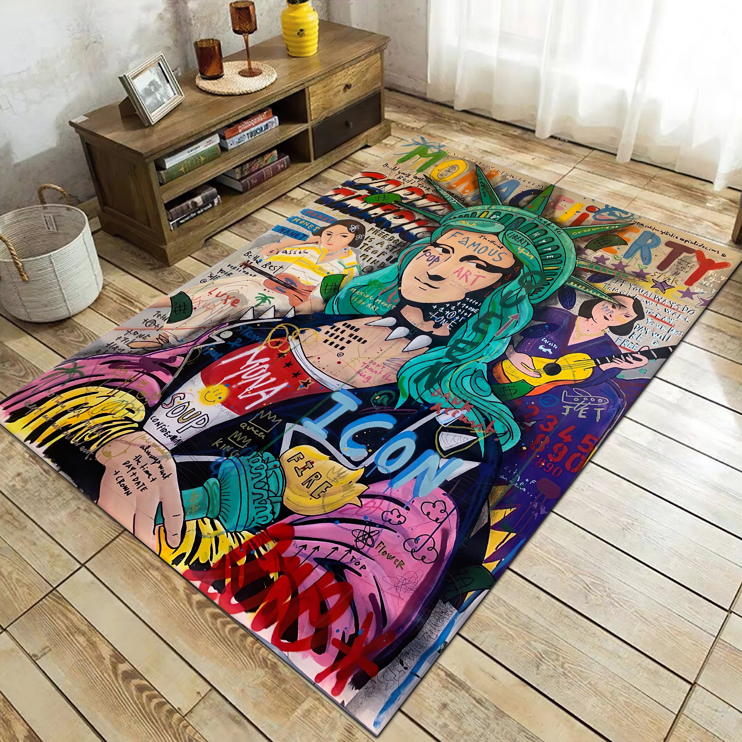 Baby Lisa Rug Mona Lisa Rug, Graffiti Rug, Leonardo Da Vinci Rug, Pop Art Rug, Iconic ...