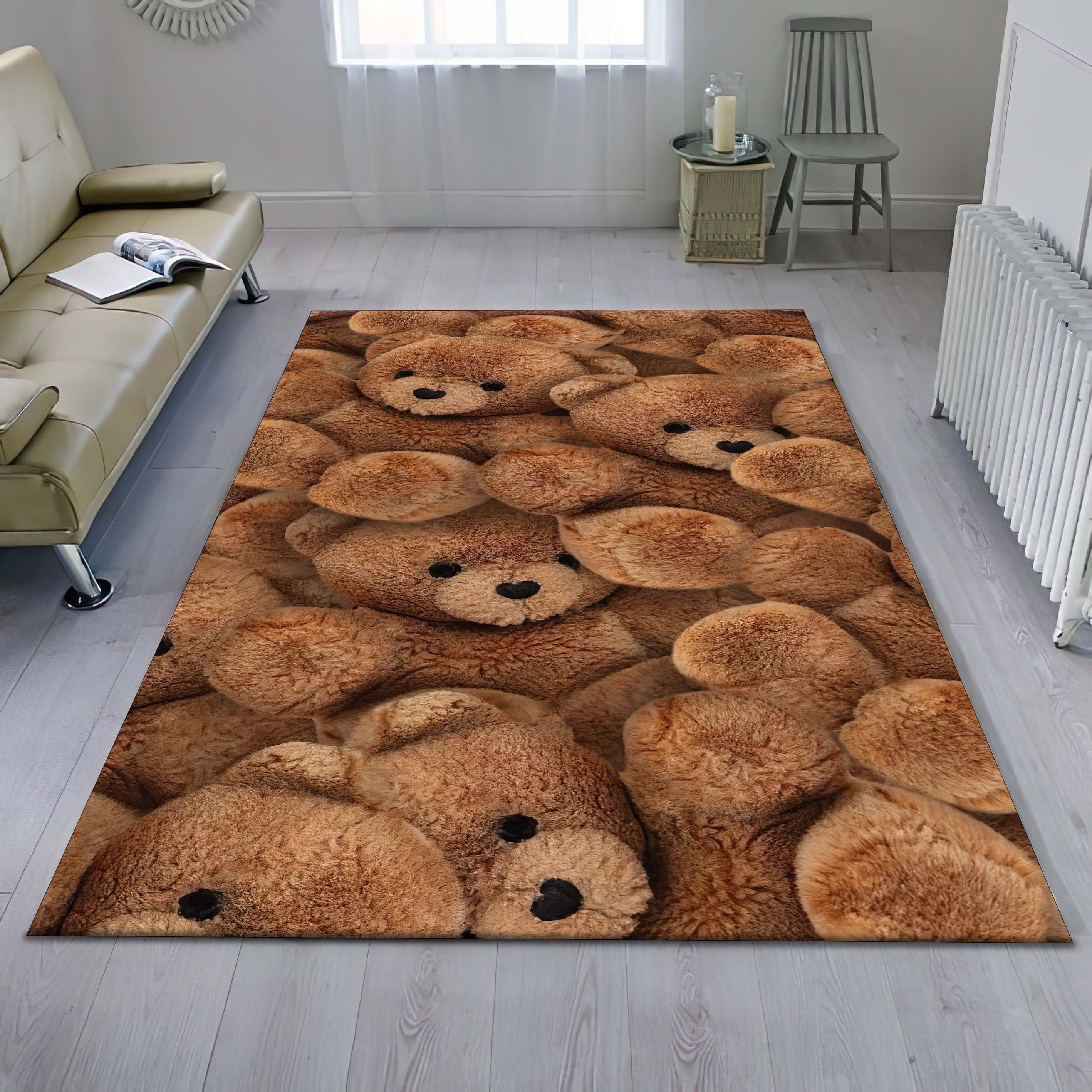 Teddy Bear Rug Brown Bear Fluffy Look Carpet Nursery Rug Etsy