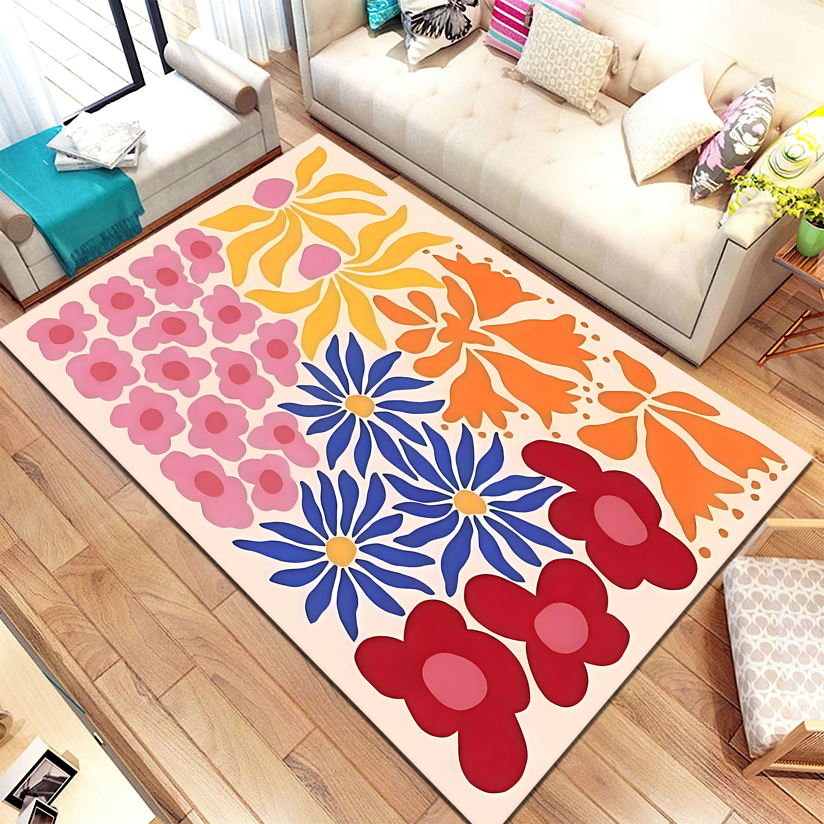 Discover Vintage Rétro Fleur Tapis