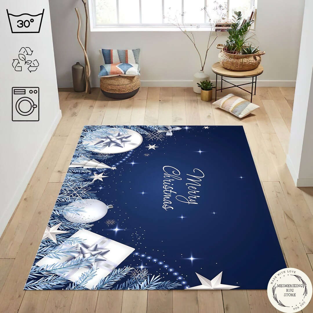 Blue Christmas Tree Rug