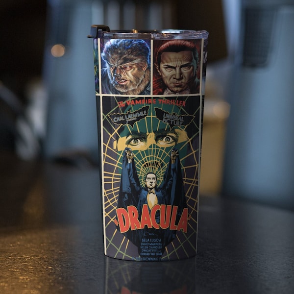 Halloween Tumbler Classic Horror Monsters, Frankenstein, Dracula, Halloween Coffee, Travel Cup, Vintage Spooky Season Y2K Witchy Gift Bride