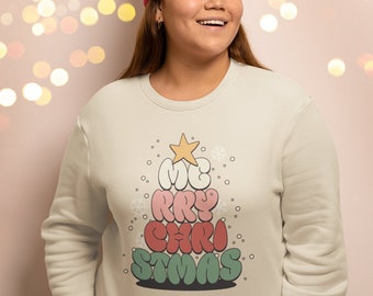 Feliz Navidad Sudadera, Palabra, Creepmas, Camisa de Navidad, Divertido, Regalo, Camisa navideña Vintage Navidad Feo Suéter Retro Estilo Gótico