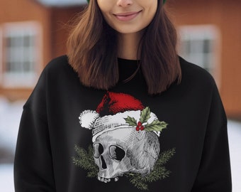 Skull Santa Christmas Sweatshirt, Creepmas, Shirt, Funny Gift, Holiday Shirt, Vintage Christmas, Ugly Sweater, Retro, Gothic Style Krampus