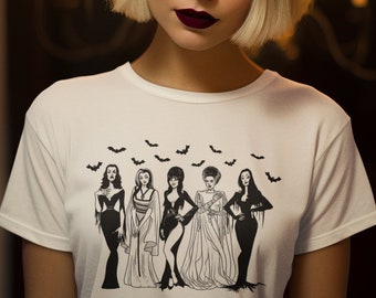 Ghouls solo quiere divertirse camiseta de Halloween, camiseta de Halloween, Elvira, Morticia Addams, novia de Frankenstien, Lily Munster, Vampira, regalo