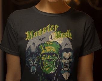 Monster Mash Vintage Halloween T-Shirt, Spooky, Y2K, Horror, Skeleton, Shirt, Ghost Shirt, Retro, Gothic Style Goth Mom Gift Alternative Emo
