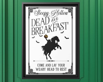 Sleepy Hollow Matte Halloween Canvas, Dead and Breakfast, Headless Horseman, Goth Decor, Gift, Halloween Decor, Vintage Halloween, Gothic