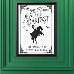 Sleepy Hollow Matte Halloween Canvas, Dead and Breakfast, Headless Horseman, Goth Decor, Gift, Halloween Decor, Vintage Halloween, Gothic
