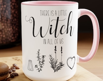 There Is A Little Witch Coffee Mug, Practical Witchy Cup, Rosemary, Salt Lavender Love Pumpkin Gift Whimsigoth Gothic Witchy Retro Y2K Magic