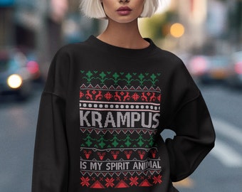 Krampus Spirit Christmas Sweatshirt, Creepmas, Christmas Shirt, Funny, Gift, Holiday Shirt Vintage Christmas Ugly Sweater Retro Gothic Style