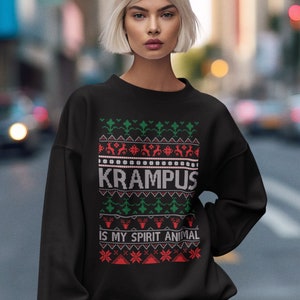 Krampus Spirit Christmas Sweatshirt, Creepmas, Christmas Shirt, Funny, Gift, Holiday Shirt Vintage Christmas Ugly Sweater Retro Gothic Style
