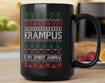 Krampus Is My Spirit Animal Horror Mug, Merry Christmas Coffee Mug, Spooky Cup, Creepmas, Gothmas, Coffee Bar Gothic Style Witchy Funny Gift