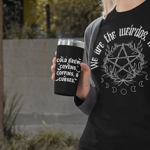 Cold Brew Covens Coffins & Curses Copper Vacuum Insulated Tumbler 22oz, Halloween Travel Cup, Halloween | Funny Gift | Goth | Gothic | Witch