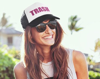 Trash funny Foam trucker hat, funny hat, low life, vintage hat, trailer trash, white trash, barbie, summer hat, Redneck, Hillbilly, Gift dad