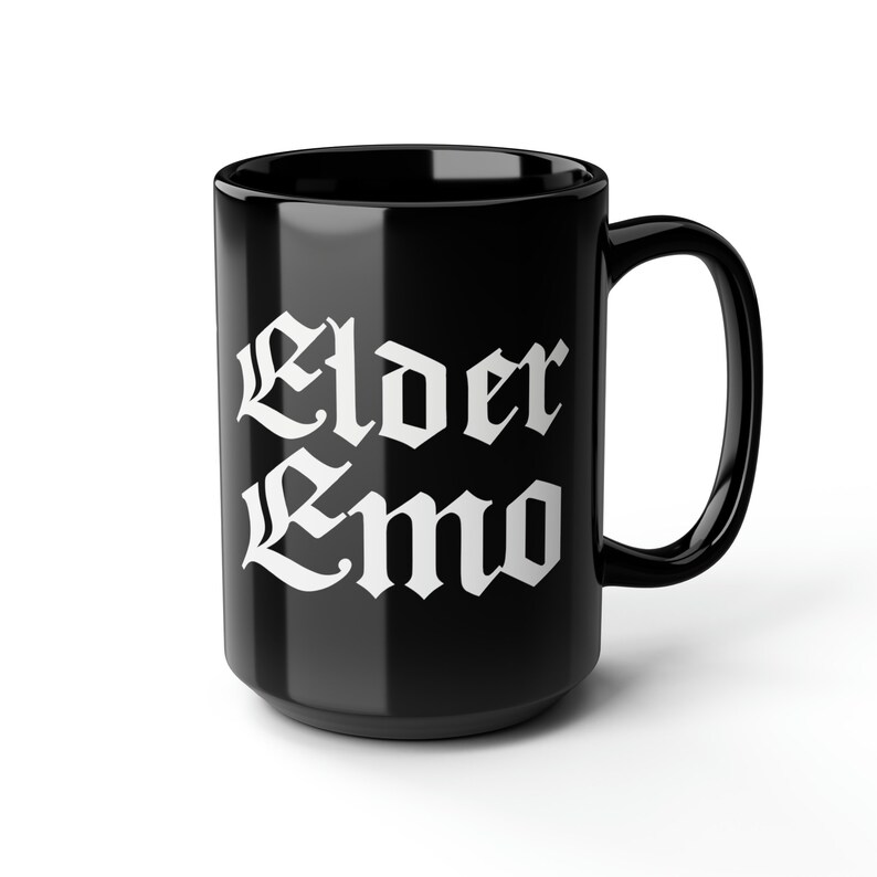 Elder Emo Black Mug 15oz | Halloween Coffee Mug | Spooky Season | Gothic Style | Horror Mug | Emo Music | Elder Goth | Gift | Witchcraft image 8