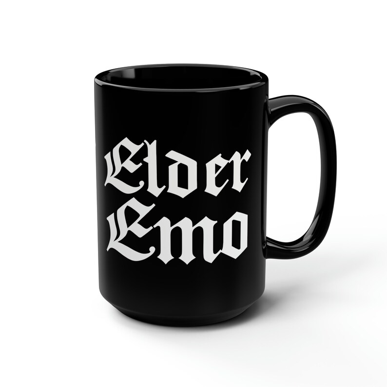 Elder Emo Black Mug 15oz | Halloween Coffee Mug | Spooky Season | Gothic Style | Horror Mug | Emo Music | Elder Goth | Gift | Witchcraft image 7