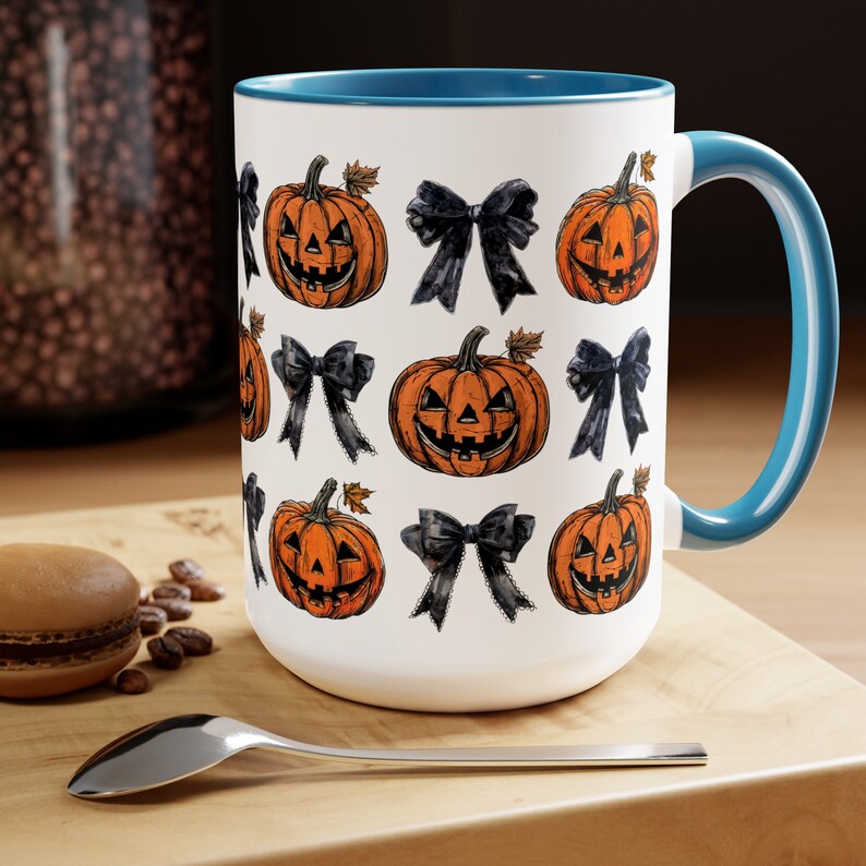 Jack O Lantern Coquette Vintage Halloween Coffee Mug, Cute Skeleton ...