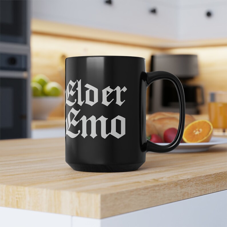 Elder Emo Black Mug 15oz | Halloween Coffee Mug | Spooky Season | Gothic Style | Horror Mug | Emo Music | Elder Goth | Gift | Witchcraft image 9