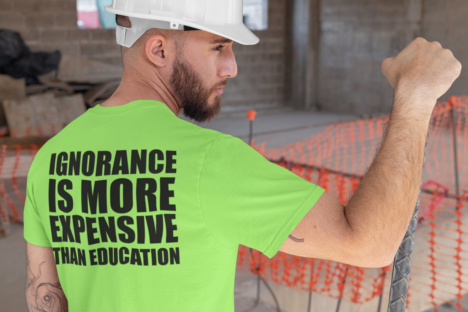 Ignorance Is More Expensive Than Education TShirt, American Flag, Funny Work Shirt, At The Gym, Construction Hi Vis, Blue Collar, Funny Gift