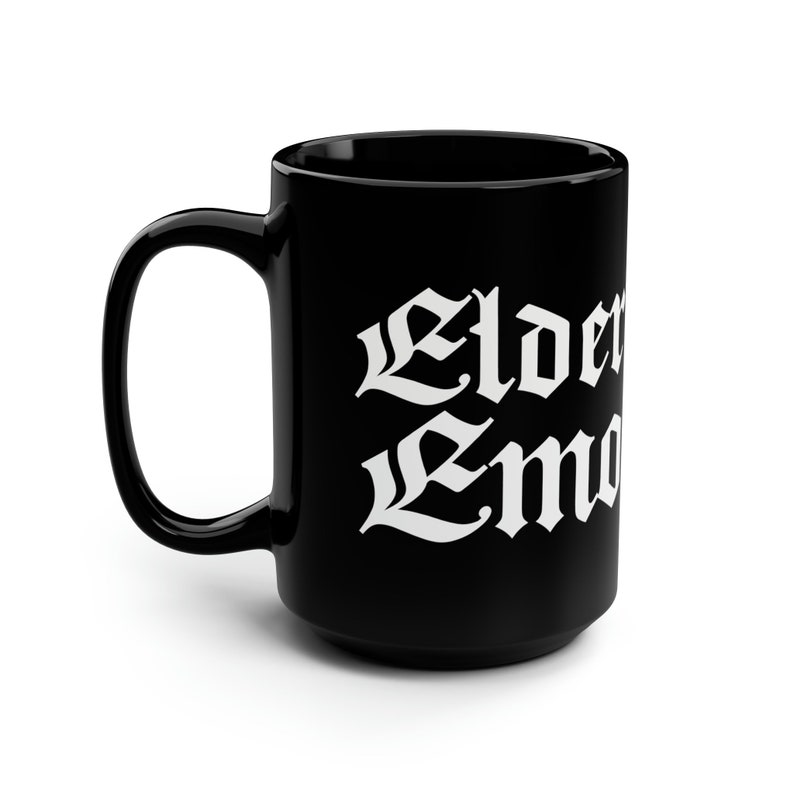 Elder Emo Black Mug 15oz | Halloween Coffee Mug | Spooky Season | Gothic Style | Horror Mug | Emo Music | Elder Goth | Gift | Witchcraft image 6