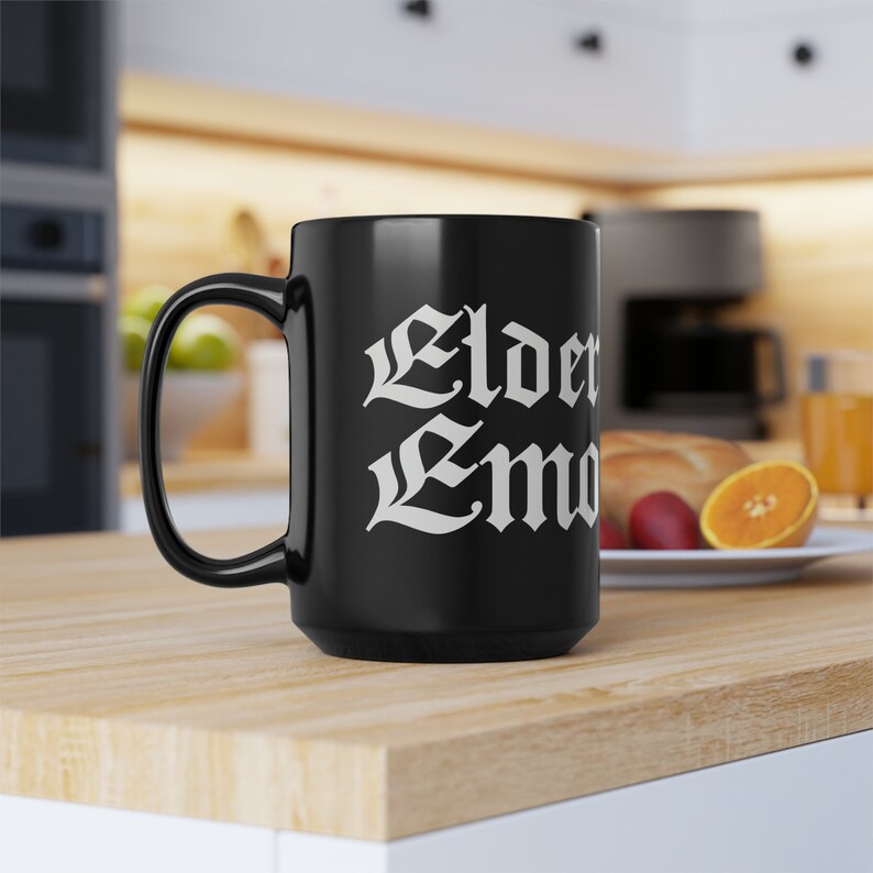 Elder Emo Black Mug 15oz | Halloween Coffee Mug | Spooky Season | Gothic Style | Horror Mug | Emo Music | Elder Goth | Gift | Witchcraft image 10