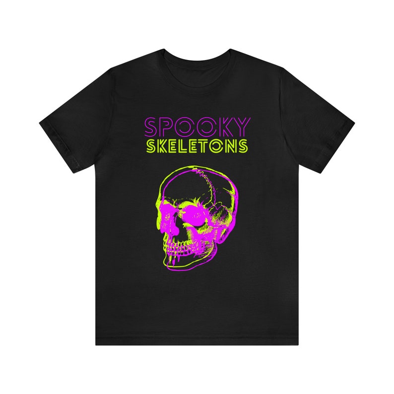 Halloween Spooky Skeletons Unisex Jersey T-Shirt, Halloween Shirt, Scary Skeletons, Retro 80s 90s, Y2K, Gothic Style, Goth Mom, Elder Emo image 3