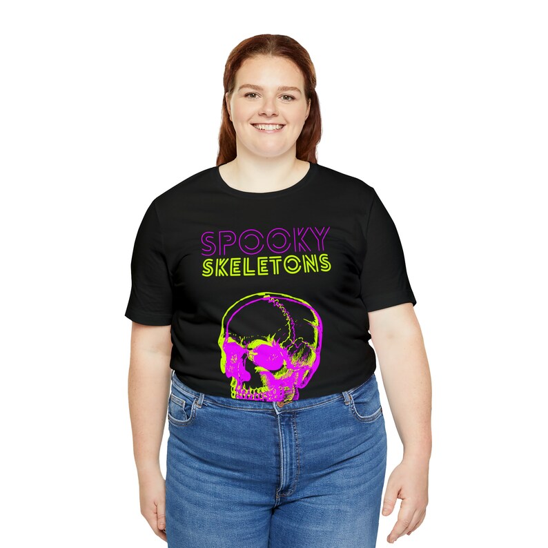 Halloween Spooky Skeletons Unisex Jersey T-Shirt, Halloween Shirt, Scary Skeletons, Retro 80s 90s, Y2K, Gothic Style, Goth Mom, Elder Emo image 7