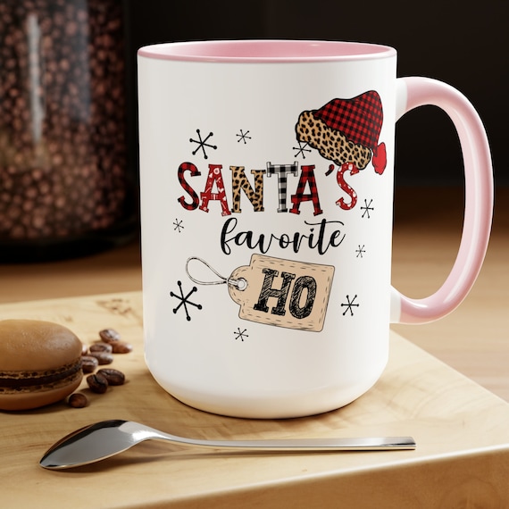 Santa Favorite Ho, Weihnachtskaffeetasse, Weihnachtstasse, lustig, Geschenk, Urlaub, Vintage, hässliche Pullover, Retro, sarkastische, Baum Leopardenmuster