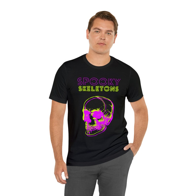 Halloween Spooky Skeletons Unisex Jersey T-Shirt, Halloween Shirt, Scary Skeletons, Retro 80s 90s, Y2K, Gothic Style, Goth Mom, Elder Emo image 6