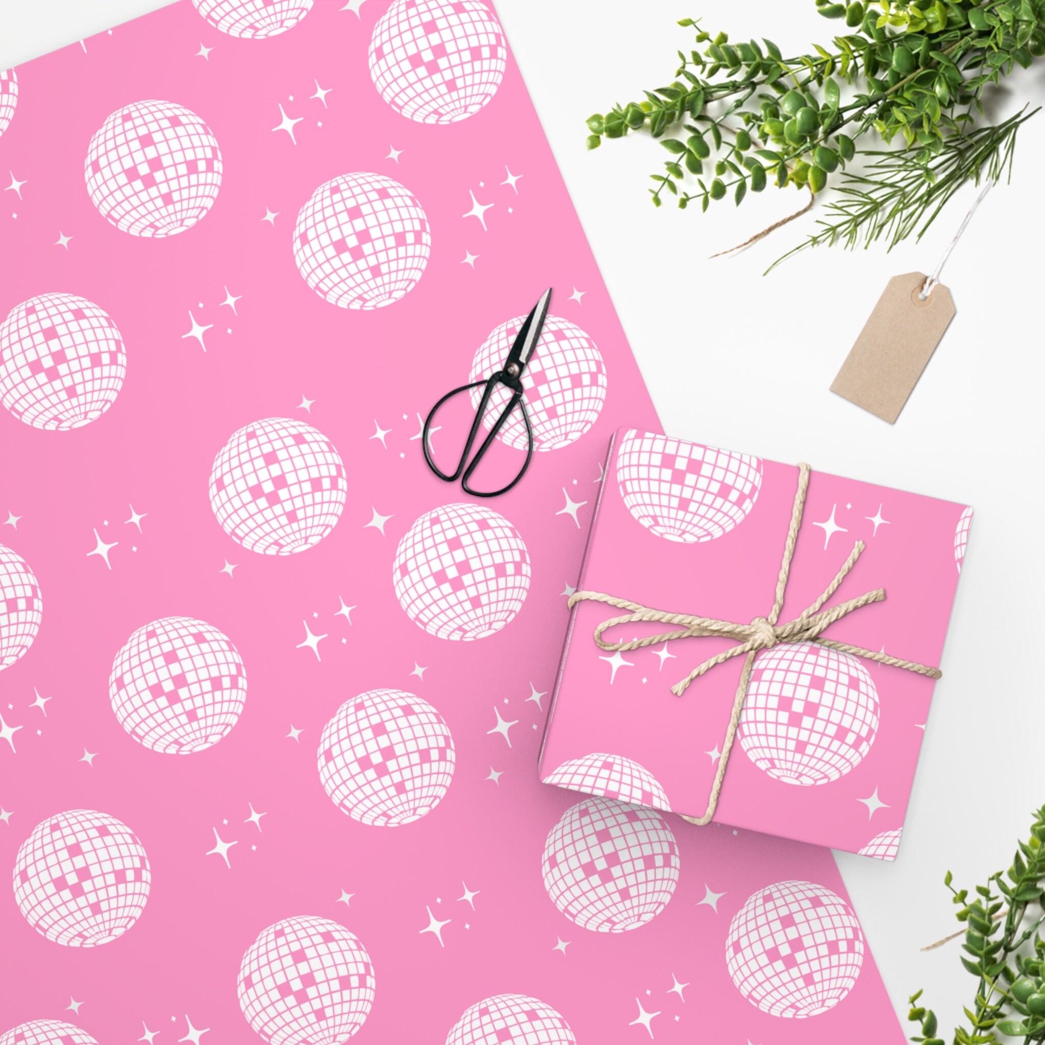 Pink Disco Ball Sparkle Gift Wrapping Paper Etsy