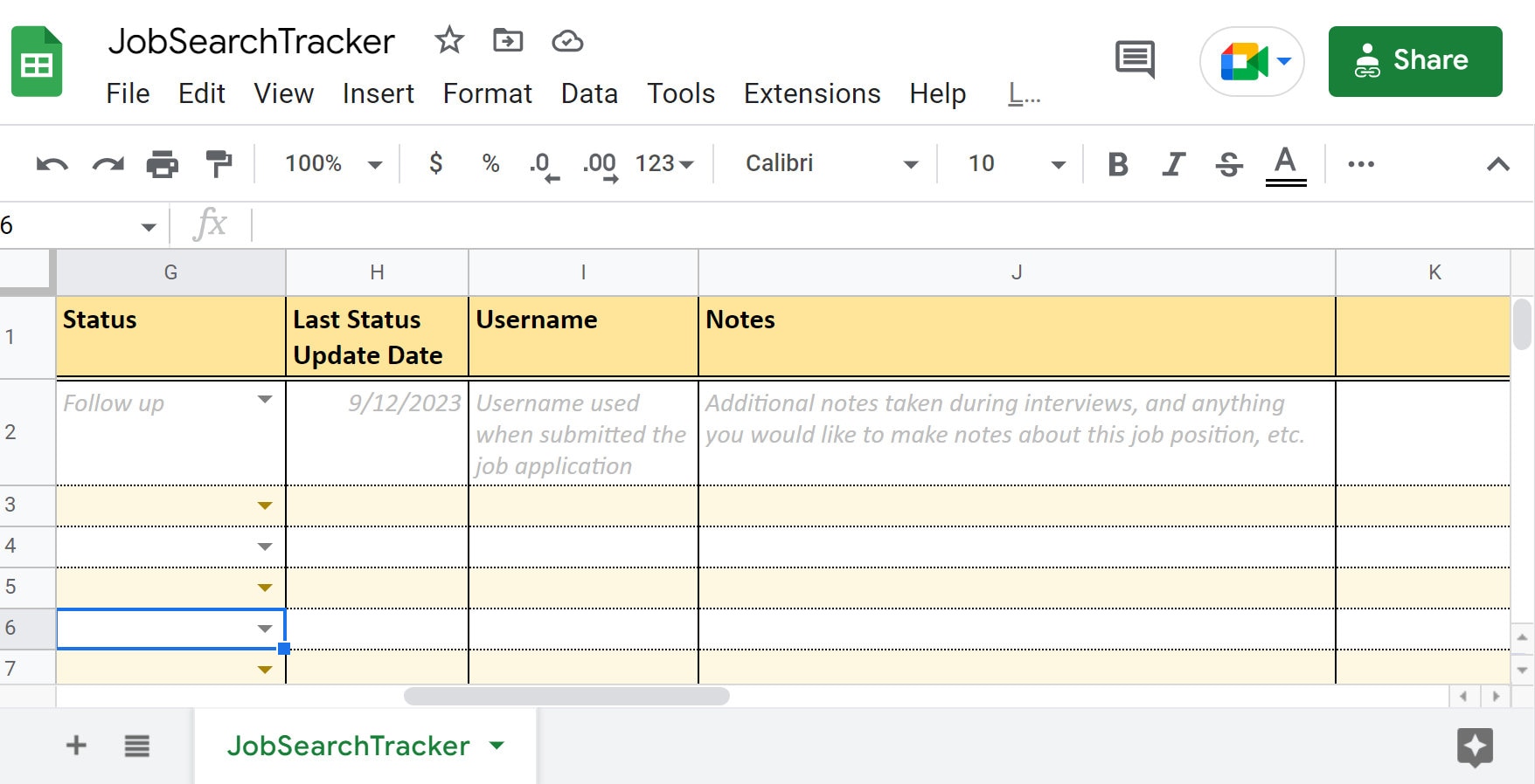 Google Sheets Template Job Search Tracker Helps You to Organize and Google Sheets Template Job Search Tracker Helps You to Organize and