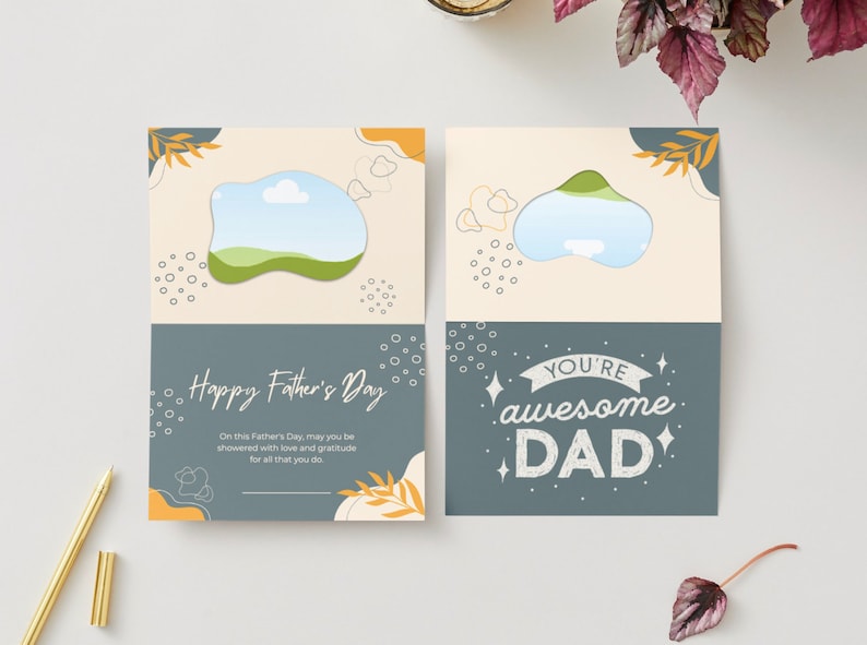 Fathers Day Canva Template Folded Card Landscape image 1