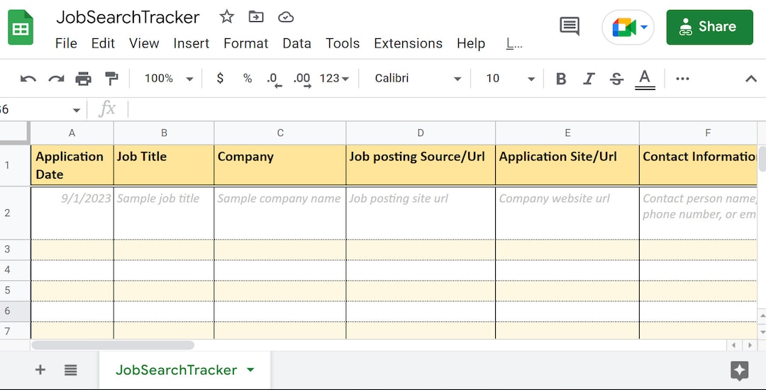 Google Sheets Template Job Search Tracker Helps You to Organize, and ...