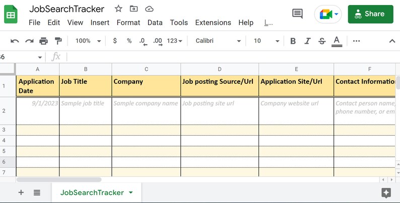 Google Sheets Template Job Search Tracker Helps You to Organize and