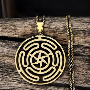 Roestvrijstalen ketting met wiel van hecate-hanger | Sieraden voor heren | Cadeau voor hem | Wicca-heksensieraden | Wiel van Hekate