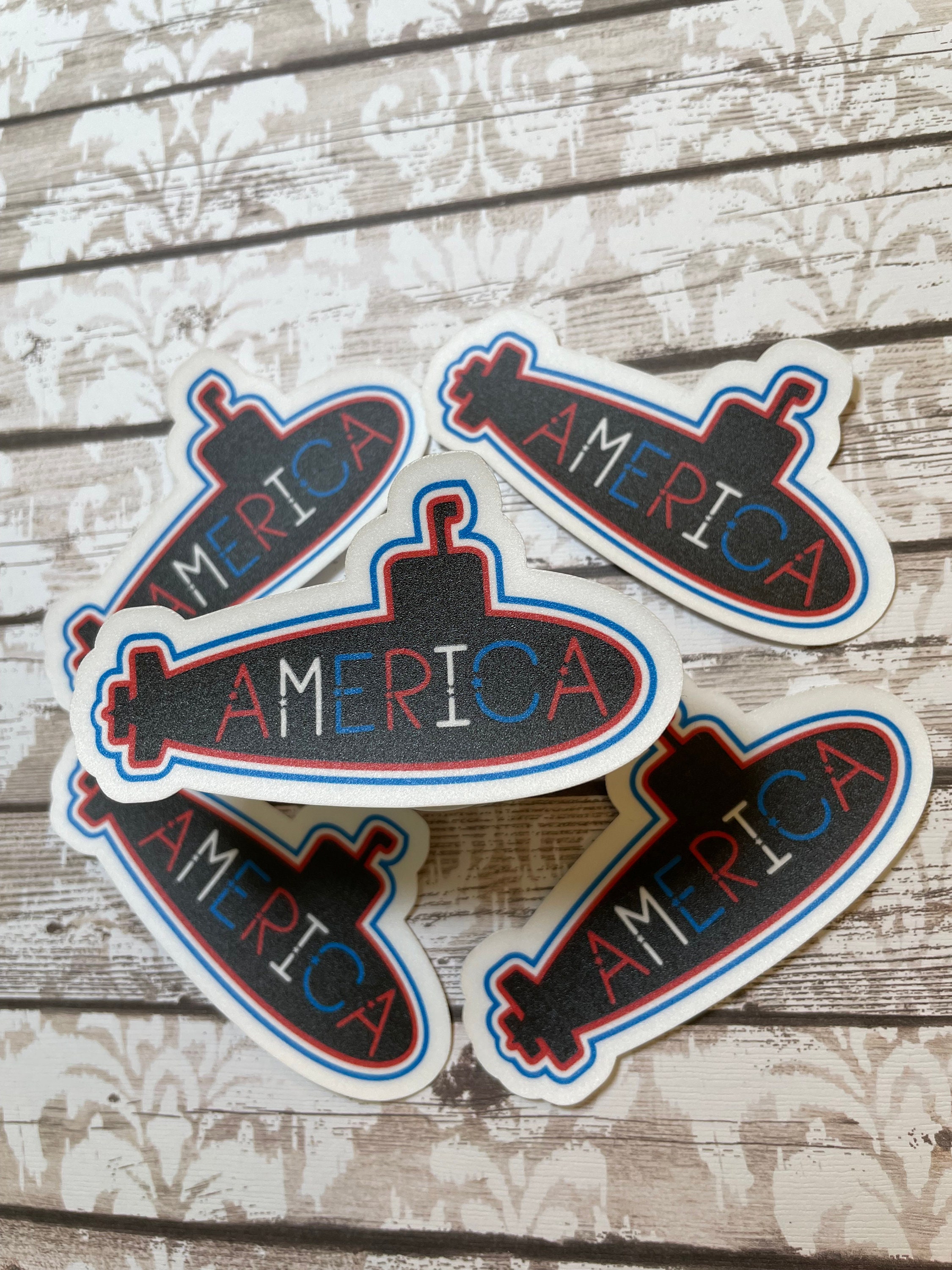 Submarine Americana Sticker Patriotic Sub Sailor Decal Navy Deployment ...