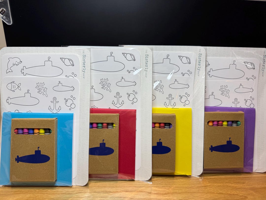 Submarine Kids Coloring Sticker Kit Military Present Navy Gift Sub Wife ...