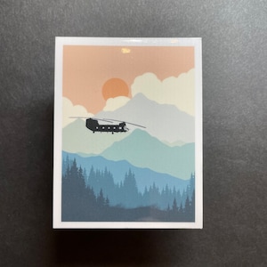 Helicopter Mountain Sticker, Helicopter, Helicopter Stickers , Chinook helicopter, UH-60 Blackhawk, AH-64 Apache, CH-47 Chinook