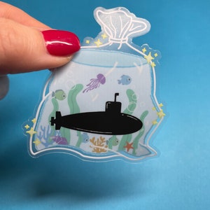 Submarine Goldfish Sticker Decal  Military Gift Navy Sub Wife Gift Auction Item deployment silent service halfway spouse family present