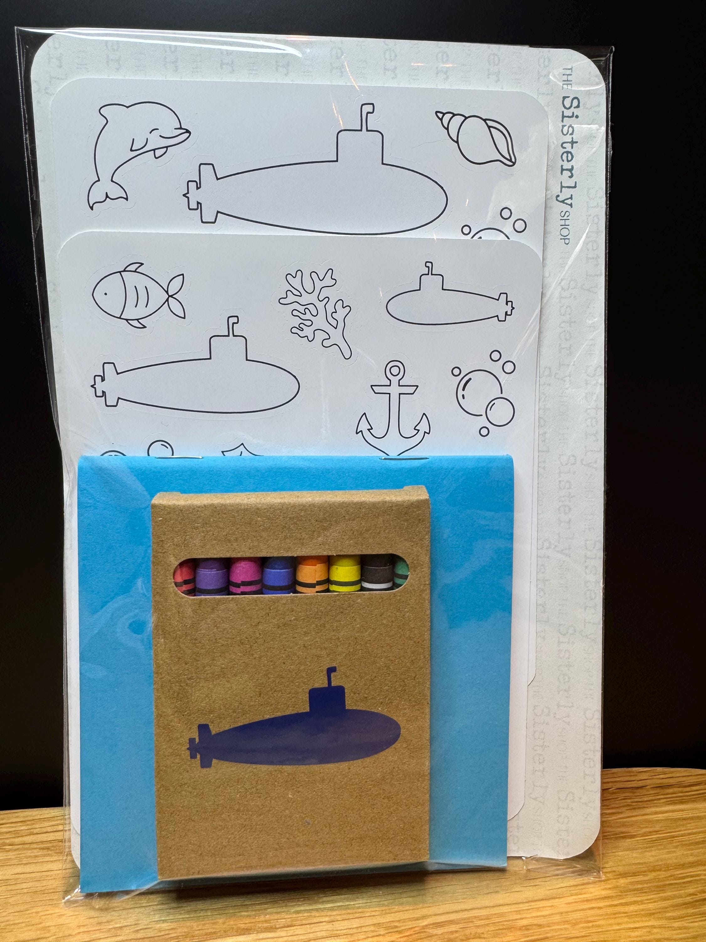 Submarine Kids Coloring Sticker Kit Military Present Navy Gift Sub Wife ...