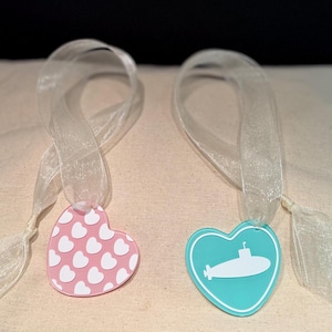 Submarine Acrylic  Heart Necklace Submarine VALENTINES Charm Submarine Heart Military Kids Little Girl Gift