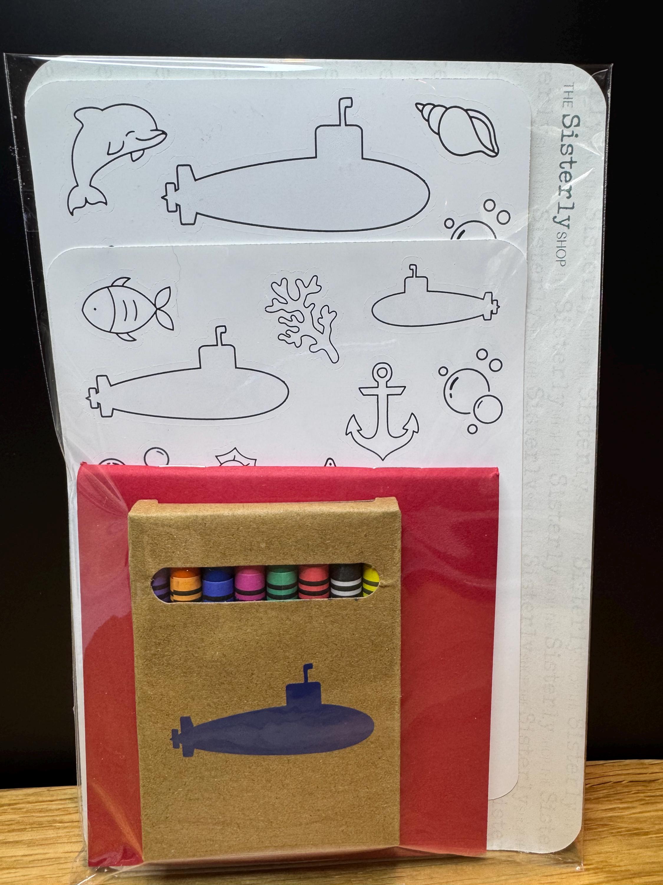 Submarine Kids Coloring Sticker Kit Military Present Navy Gift Sub Wife ...