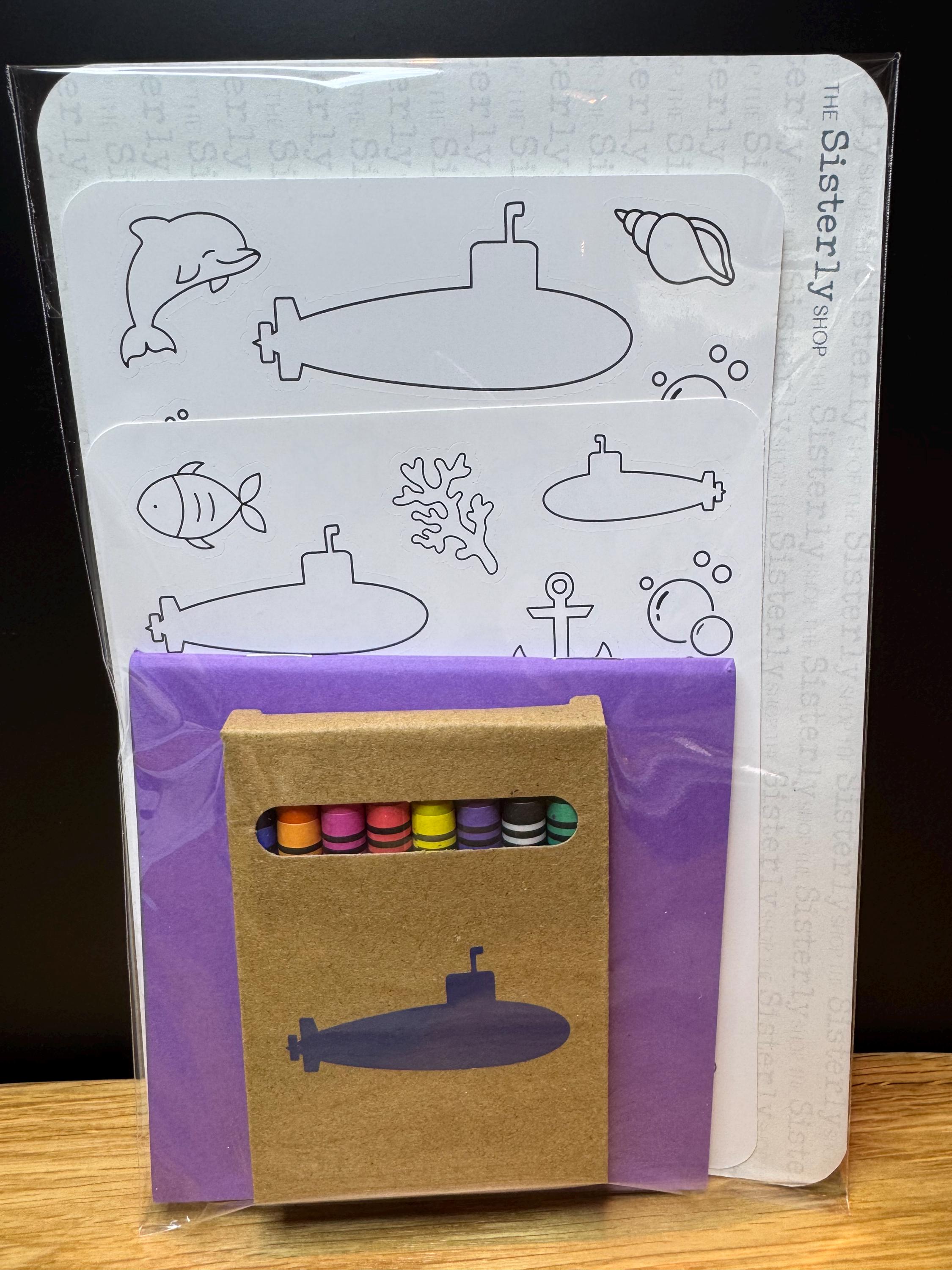Submarine Kids Coloring Sticker Kit Military Present Navy Gift Sub Wife ...