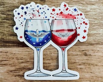 Army Aviation Wine Glass Sticker, Army Wings, Fourth of July Helicopter, Helicopter Stickers, Fly Army, Army Aviation Gift, Pilot Sticker
